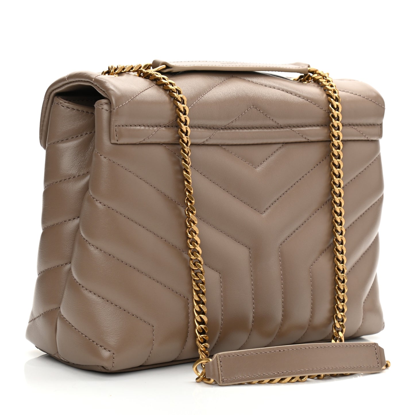 Calfskin Y Quilted Monogram Small Loulou Chain Satchel Taupe