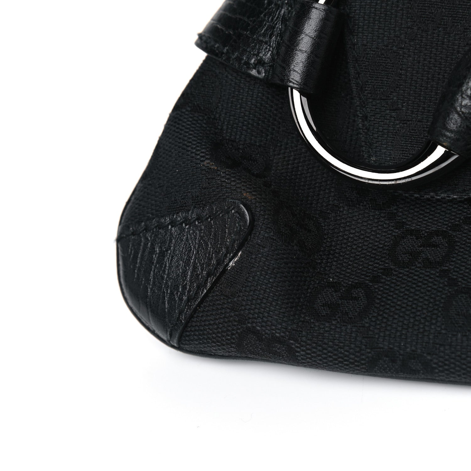 Gucci Monogram Horsebit Chain Clutch Black 9 of 11