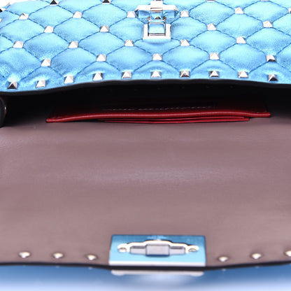 Valentino Garavani Metallic Nappa Small Rockstud Spike Shoulder Bag Cerulean 14 of 15