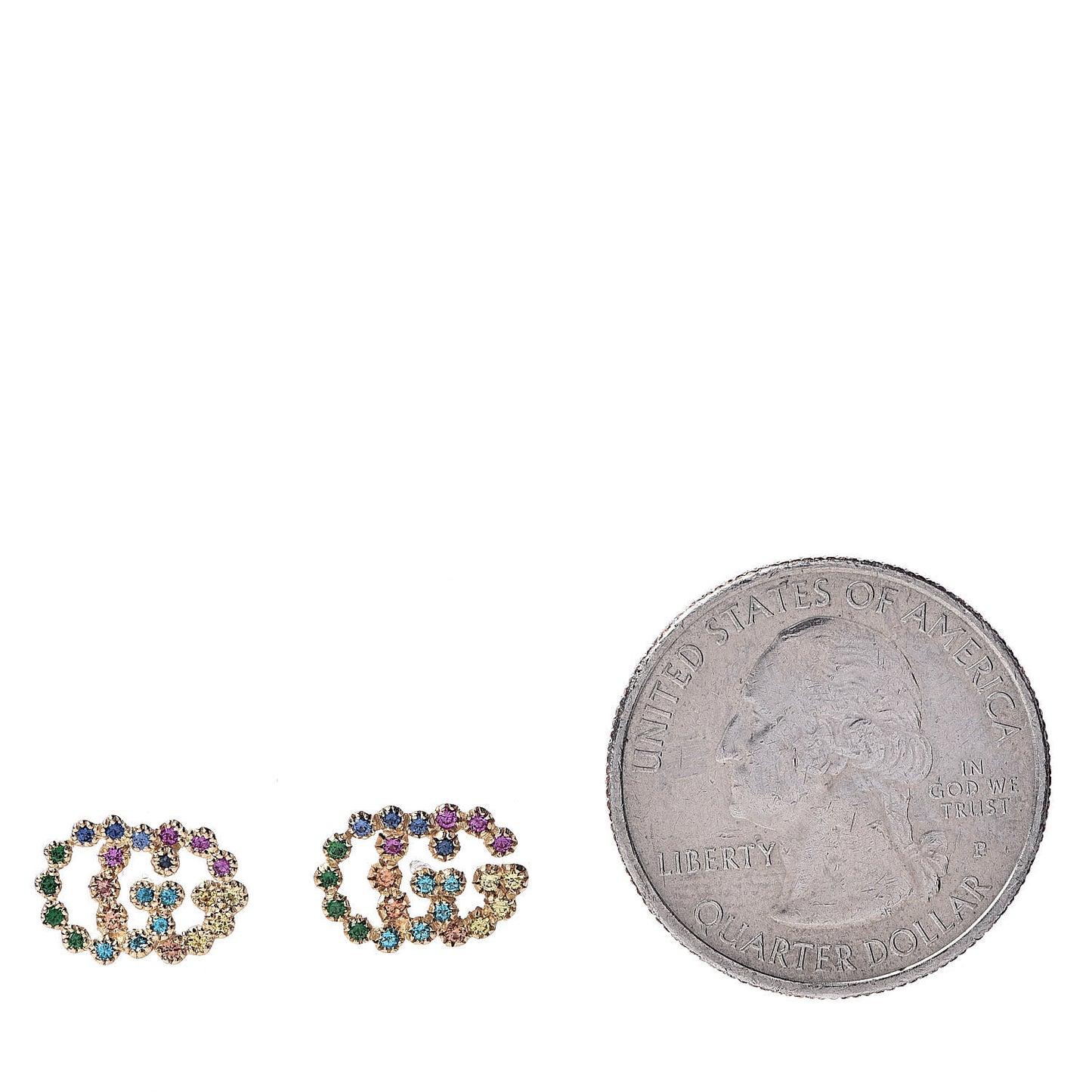 18K Yellow Gold Sapphire Topaz Tsavorite Citrine Running G Stud Earrings