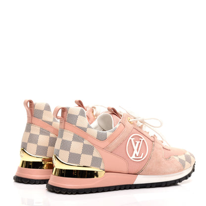 Louis Vuitton Suede Damier Azur Run Away Sneakers 38 Pink 4 of 8