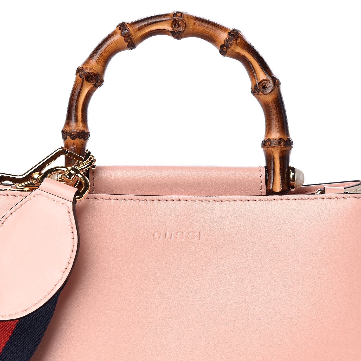 Gucci Nappa Bamboo Web Mini Nymphaea Top Handle Bag Perfect Pink Mystic White 9 of 11