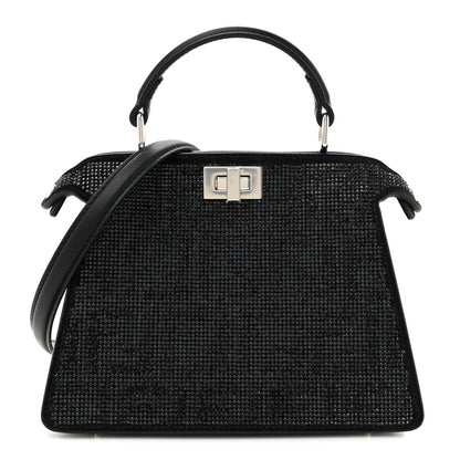 Fendi Crystal Shiny Nappa FF Petite Peekaboo I SEE U Satchel Black 1 of 11