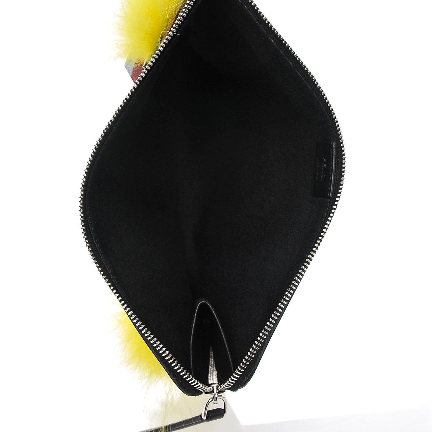 Fendi Vitello Dolce Fox Elaphe Ayers Hypnoteyes Zip Around Pouch Black Giallo Multicolor 5 of 8