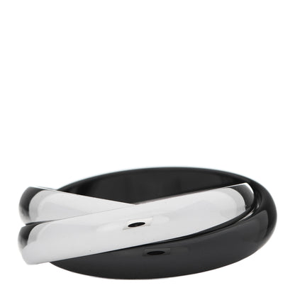 Cartier 18K White Gold Black Ceramic Trinity Ring 56 7.5 3 of 5