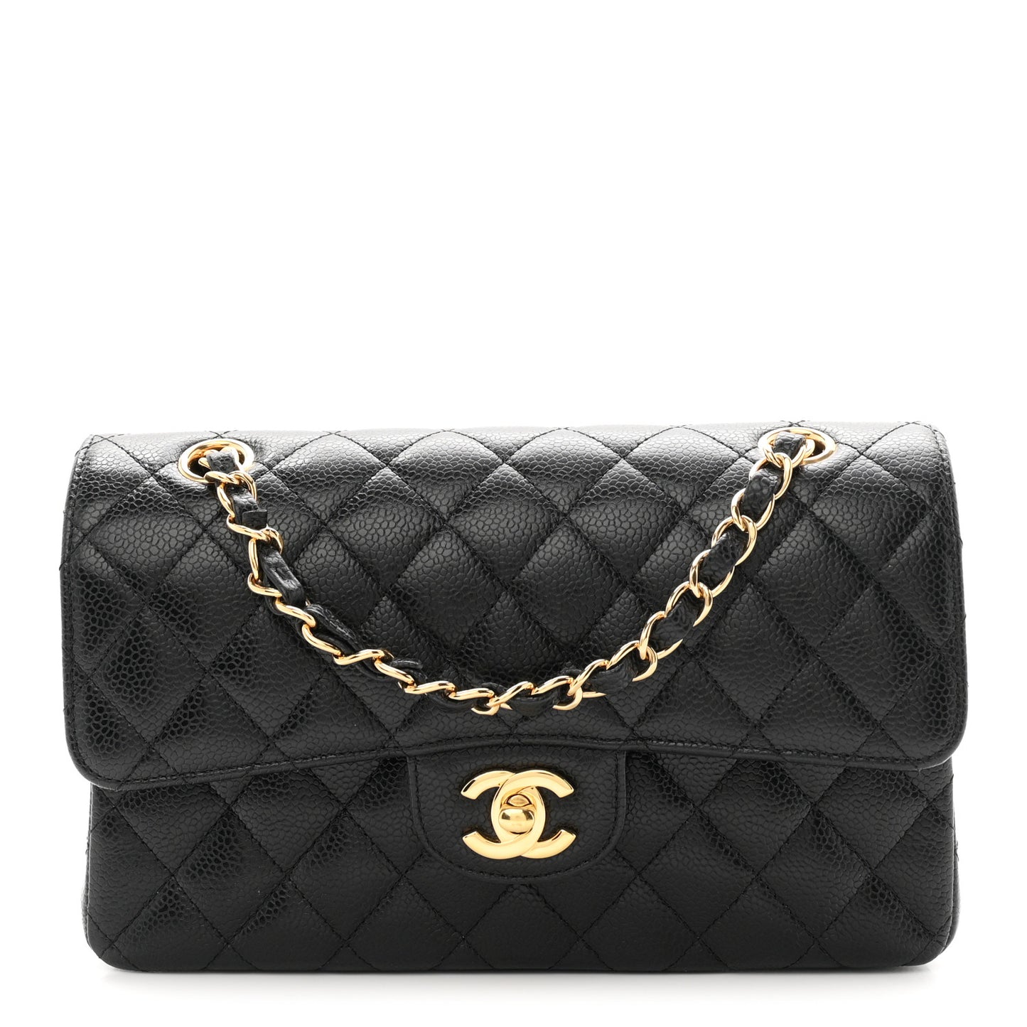Caviar Quilted Small Double Flap Black