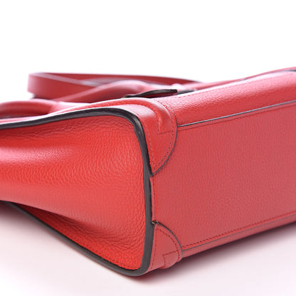 Celine Drummed Calfskin Nano Luggage Coquelicot 8 of 13
