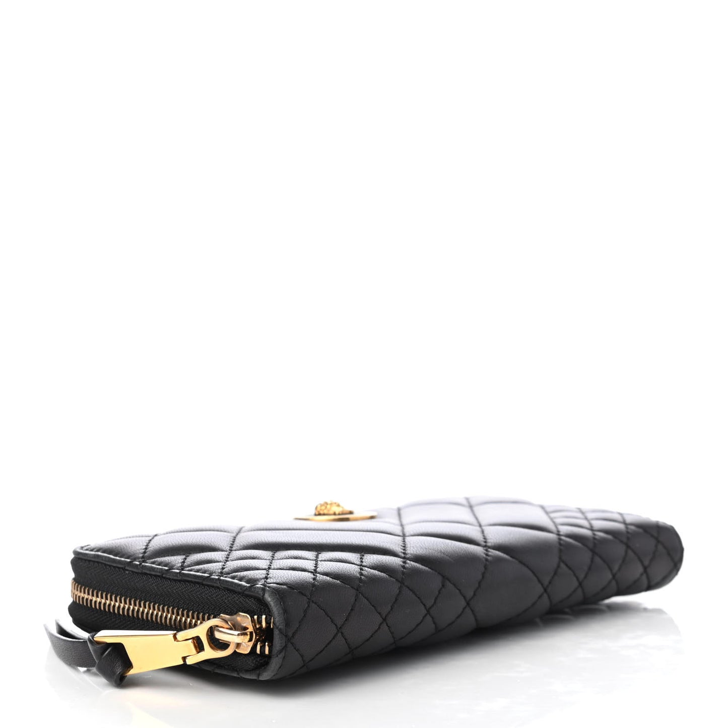 Nappa Quilted Icon Zip Around Wallet Black