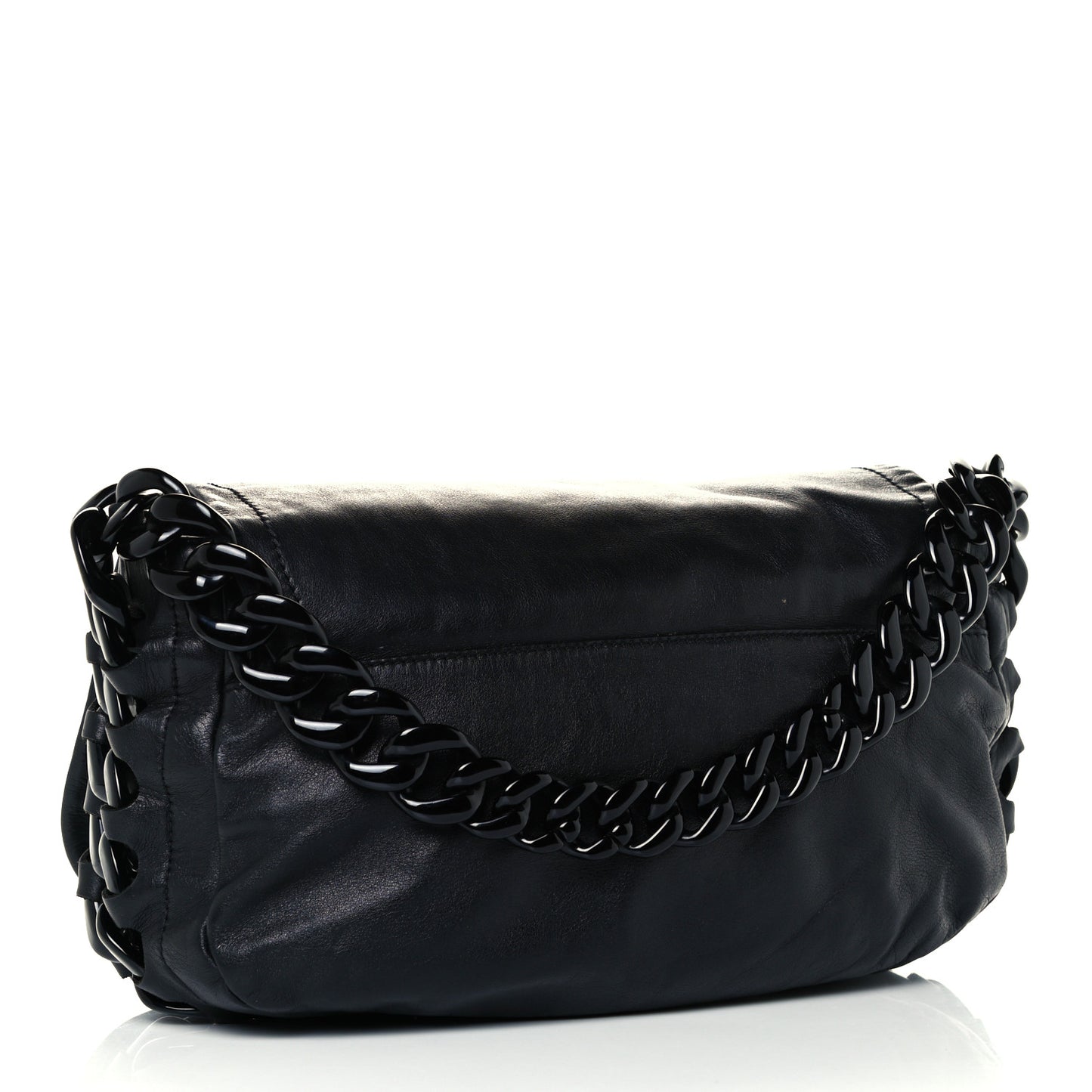 Calfskin Modern Chain Hobo Flap Black