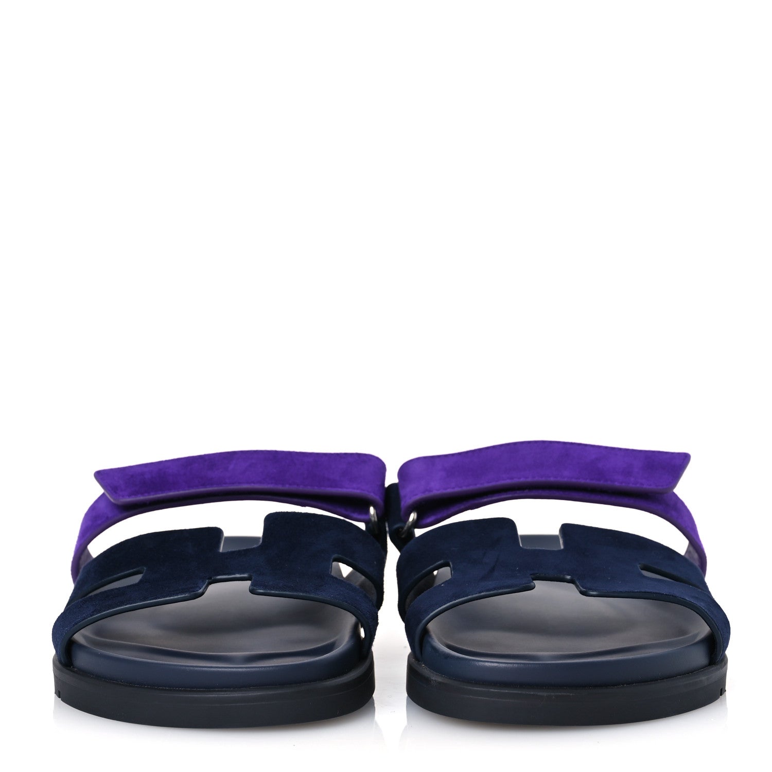 Hermes Suede Goatskin Womens Chypre Sandals 39 Marine Violet Majorette 3 of 10