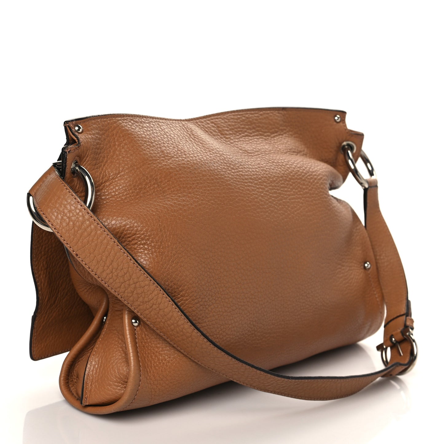 Calfskin Gancini Flap Shoulder Bag Brown