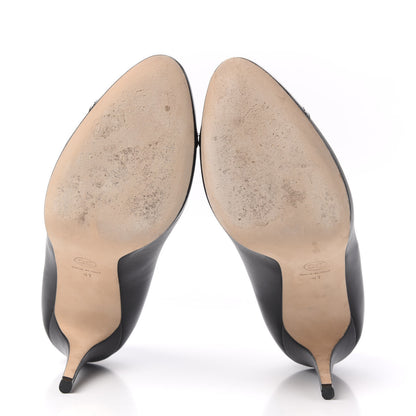 Chanel Lambskin Calfskin Patent Cap Toe CC Pumps 41 Black 5 of 9