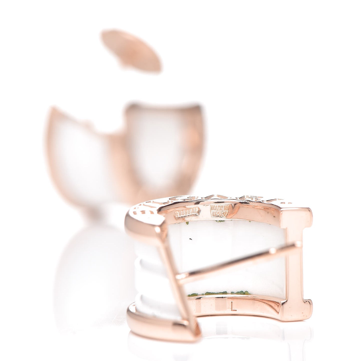 18K Rose Gold White Ceramic B.Zero1 Hoop Earrings