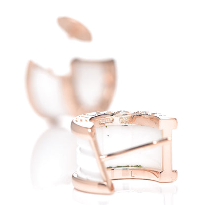 Bulgari 18K Rose Gold White Ceramic B.Zero1 Hoop Earrings 6 of 6