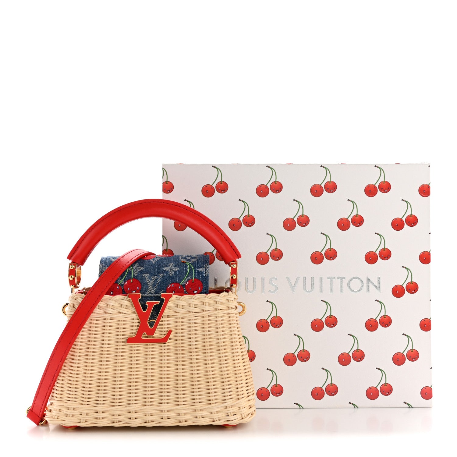 Louis Vuitton LV X TM Rattan Denim Calfskin Cerises Capucines Mini 10 of 10
