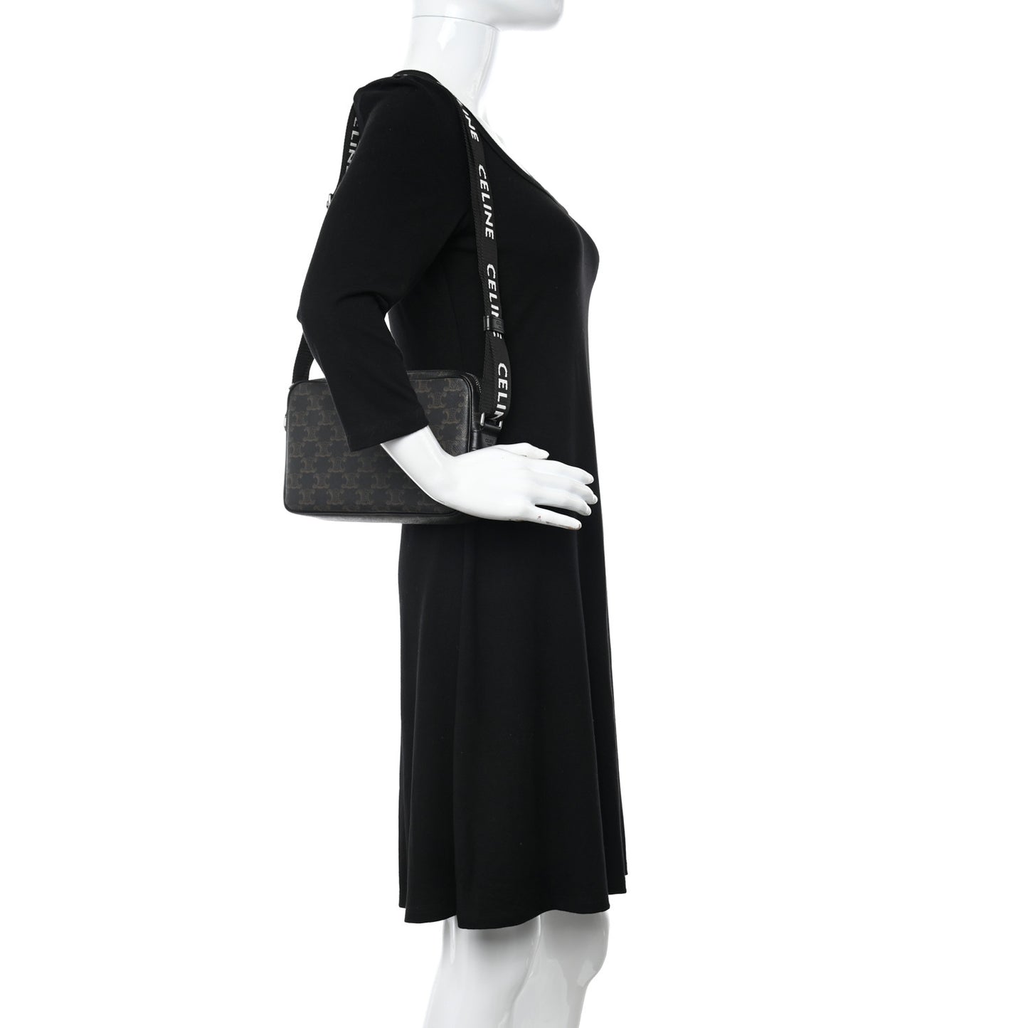 Triomphe Canvas Medium Horizontal Messenger Bag Black