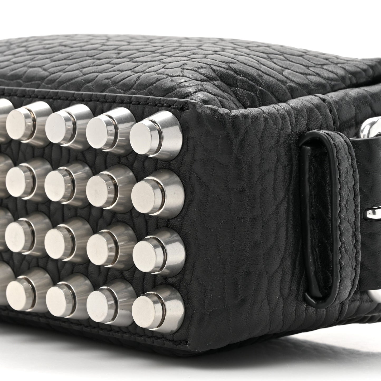 Pebbled Lambskin Small Ricco Shoulder Bag Black