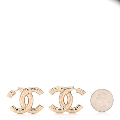 Chanel Metal Large CC Earrings Light Gold 2 of 5