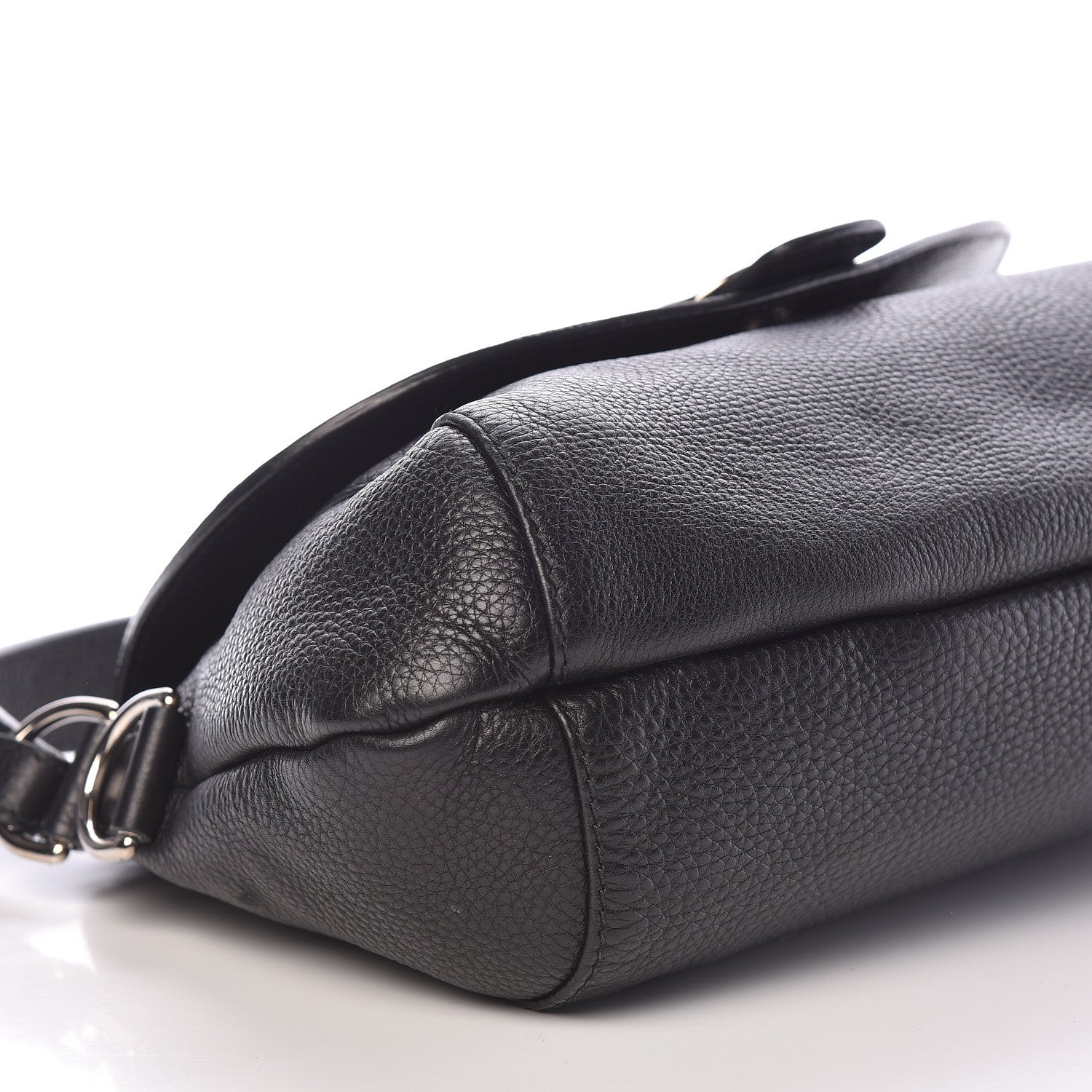Gucci Pebbled Calfskin Medium Techno Horsebit Shoulder Flap Bag Black 8 of 12
