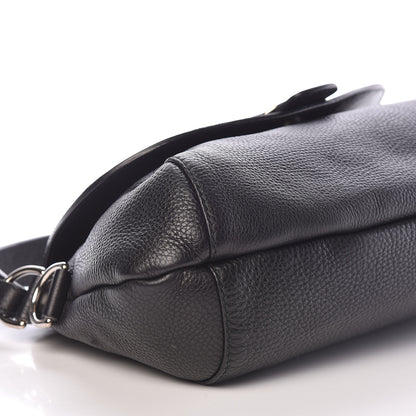 Gucci Pebbled Calfskin Medium Techno Horsebit Shoulder Flap Bag Black 8 of 12