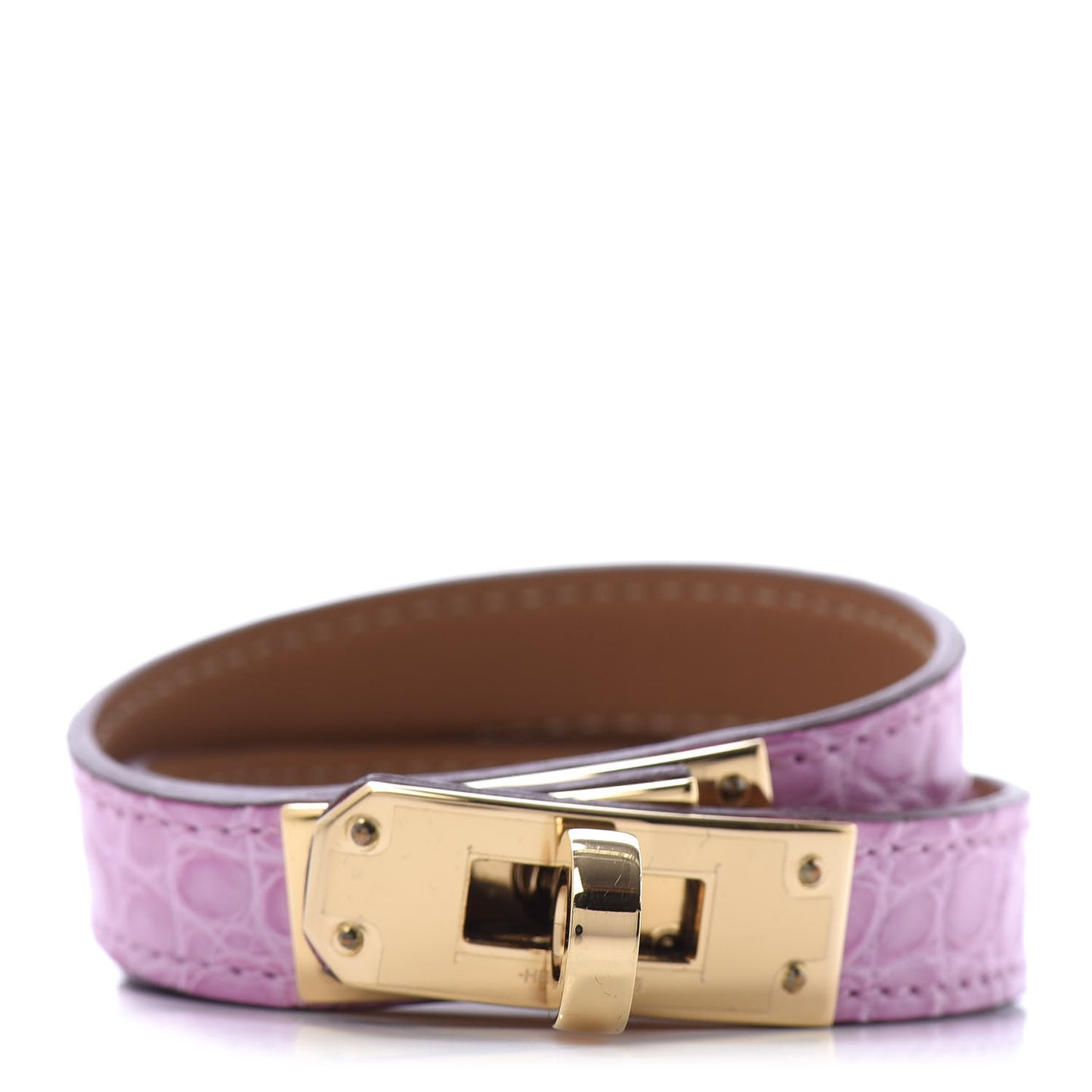 Matte Alligator Kelly Double Tour Bracelet 5P Pink