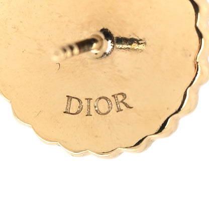 Christian Dior Resin Pearl Glass Logo Earrings Gold Pink 4 of 5
