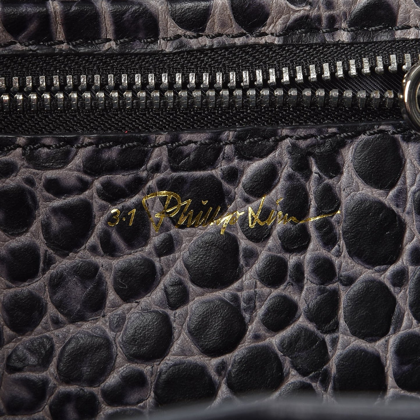 3.1 Calf Hair Calfskin Crocodile Embossed Mini Pashli Satchel Antique Grey Olive