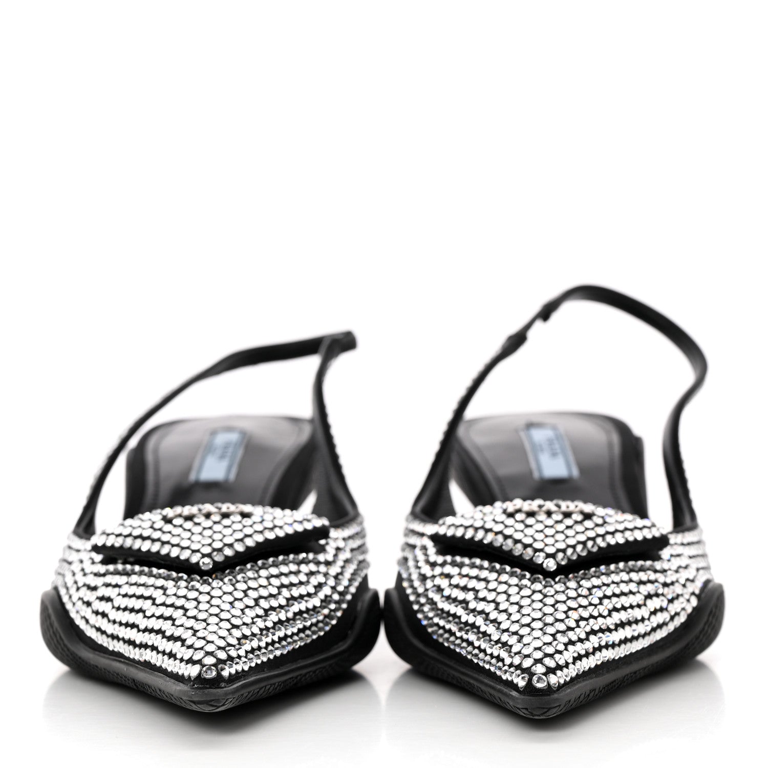 Prada Satin Crystal Logo 45mm Slingback Pumps 36.5 Cristal 2 of 12