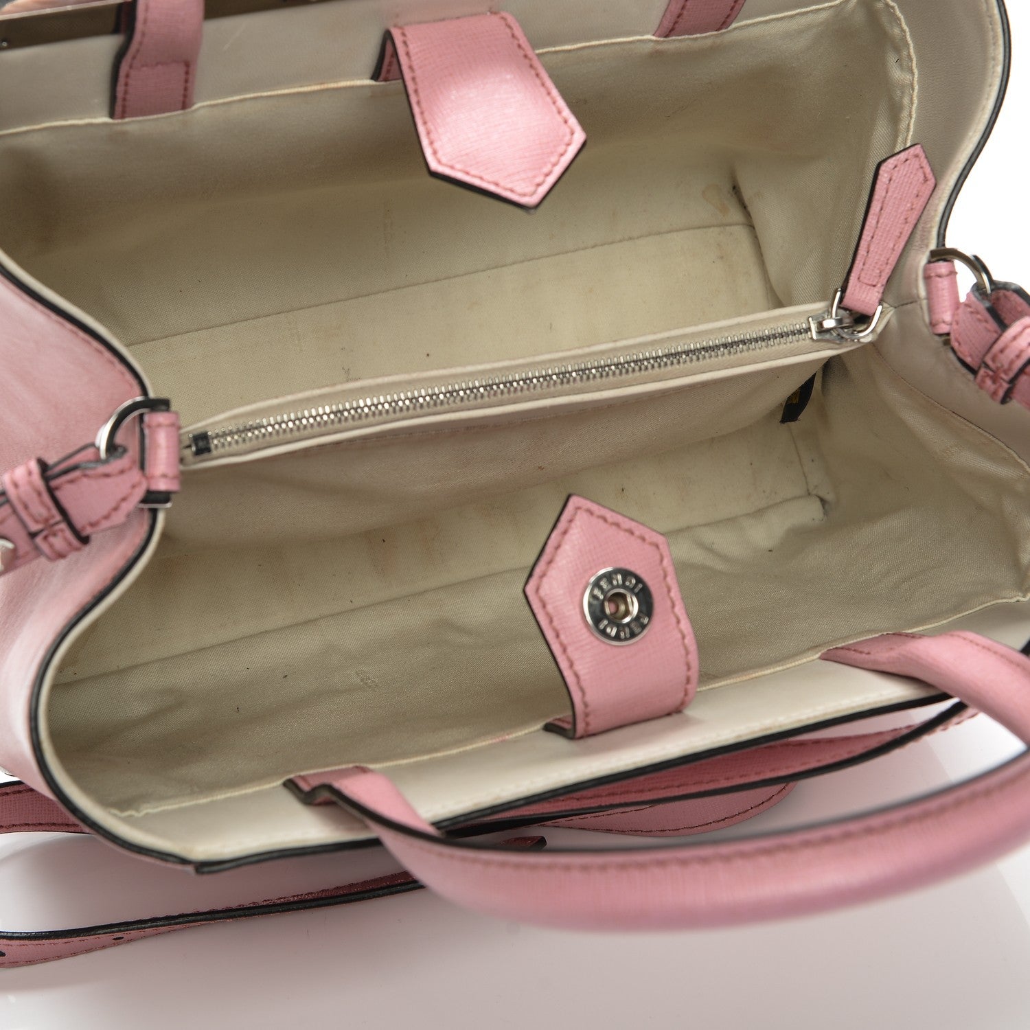 Fendi Vitello Elite Flamingo Mink Monster Charm Petite 2Jours Tote Pink Multicolor 16 of 16
