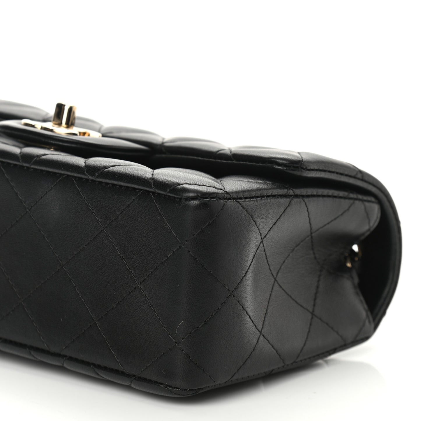 Lambskin Quilted Mini Rectangular Flap Black