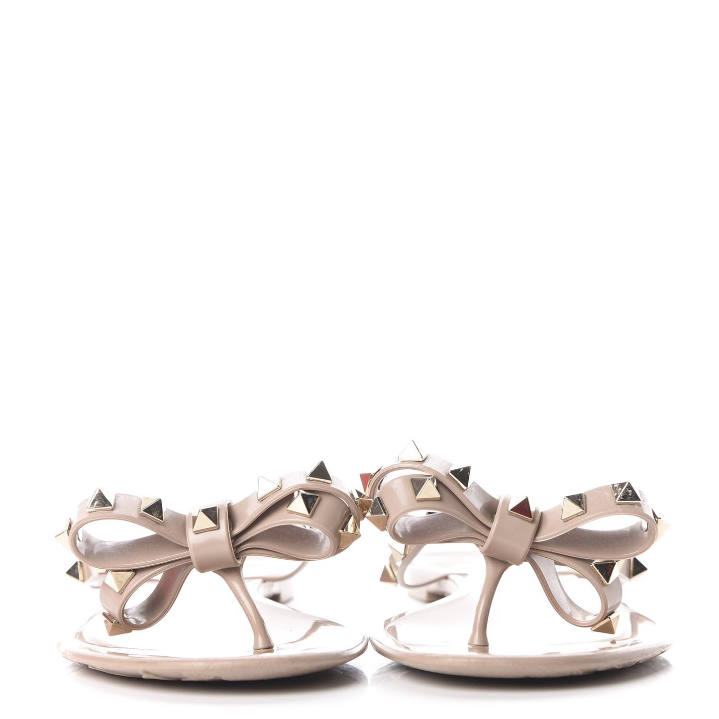 PVC Jelly Rockstud Bow Thong Sandals 38 Poudre