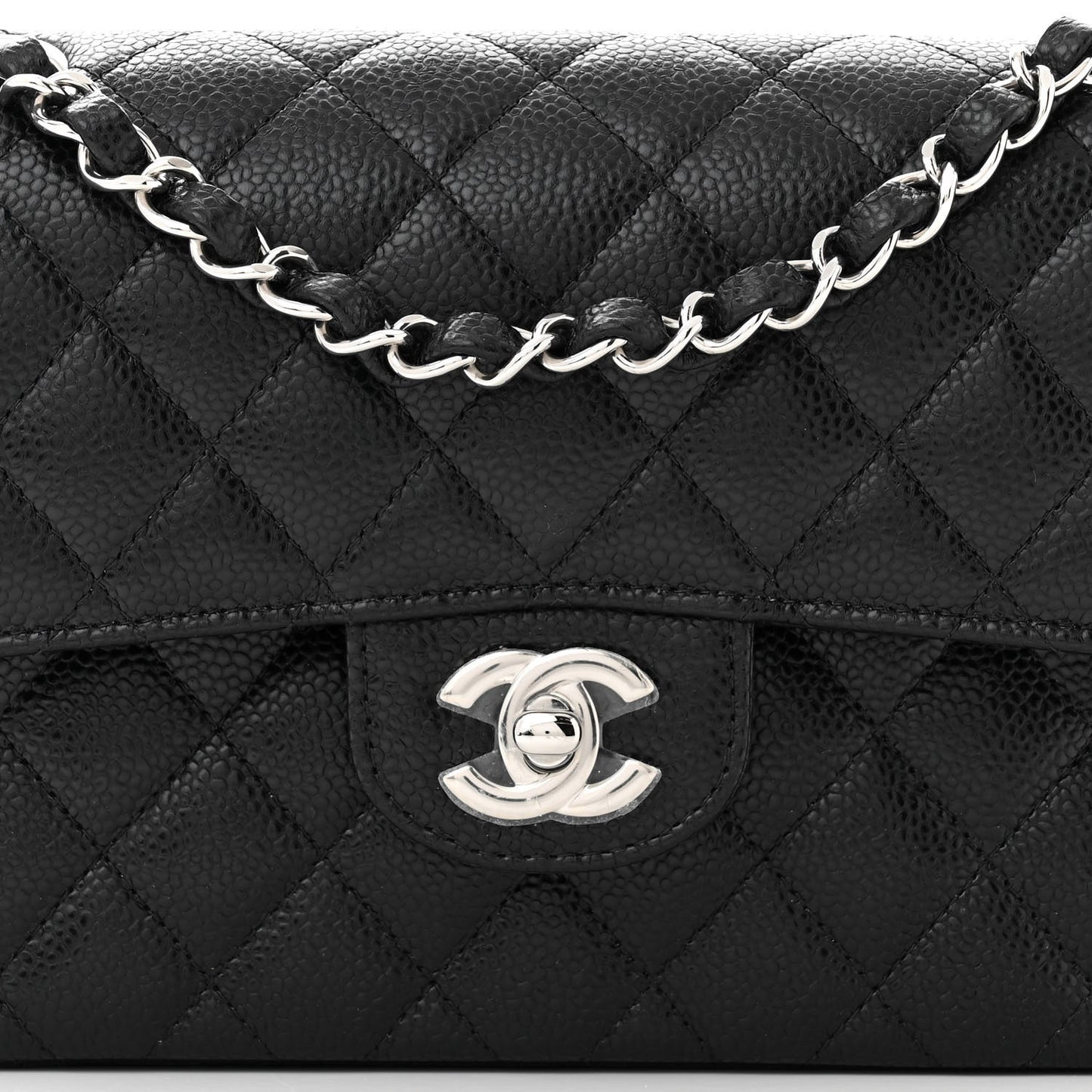 Caviar Quilted Small Double Flap Black