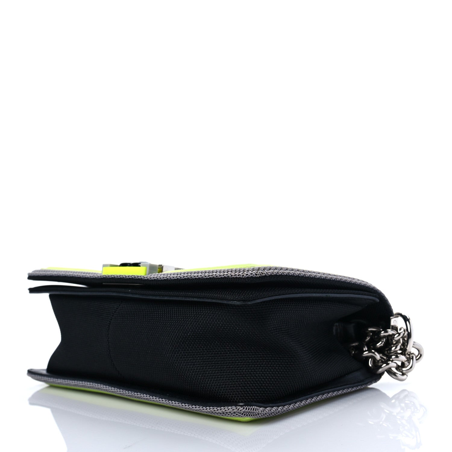 Chanel Canvas Quilted Medium Fluo Boy Flap Black Grey Yellow 8 of 9