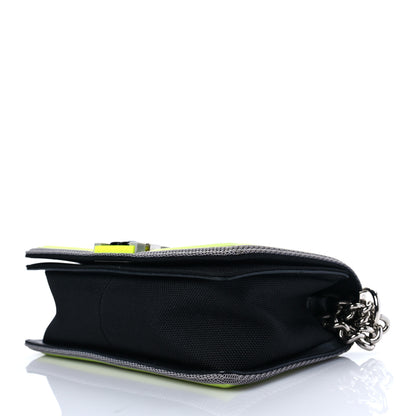 Chanel Canvas Quilted Medium Fluo Boy Flap Black Grey Yellow 8 of 9