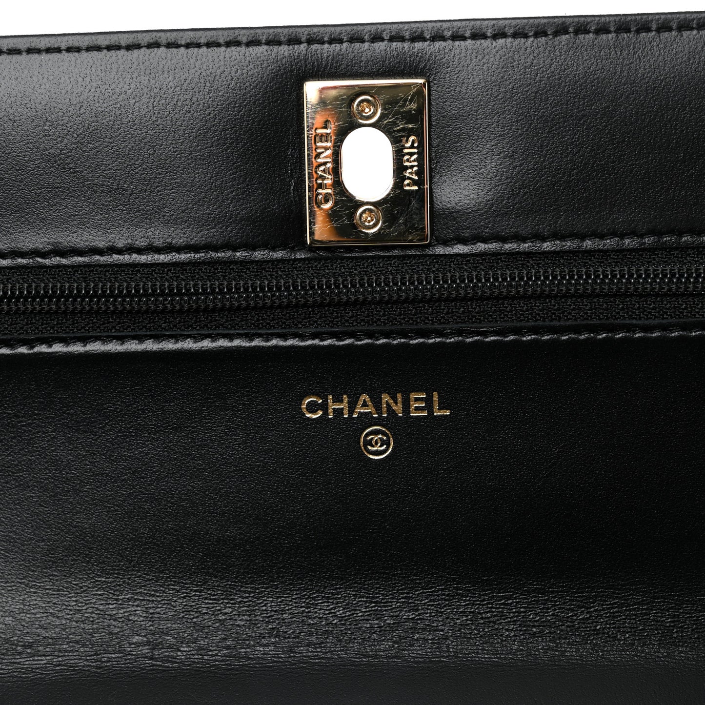 Lambskin Quilted Trendy CC Wallet On Chain WOC Black