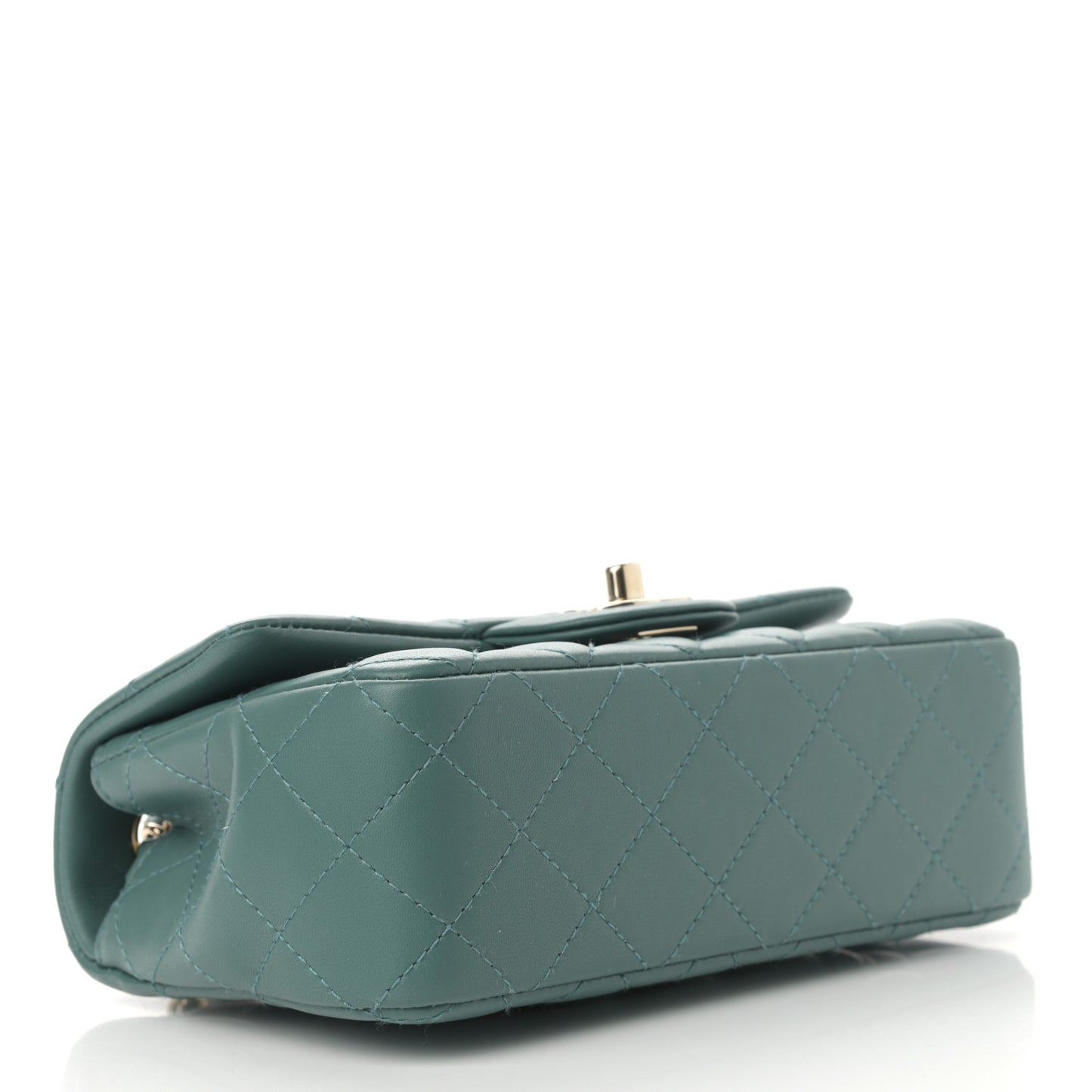 Lambskin Quilted Mini Rectangular Flap Green