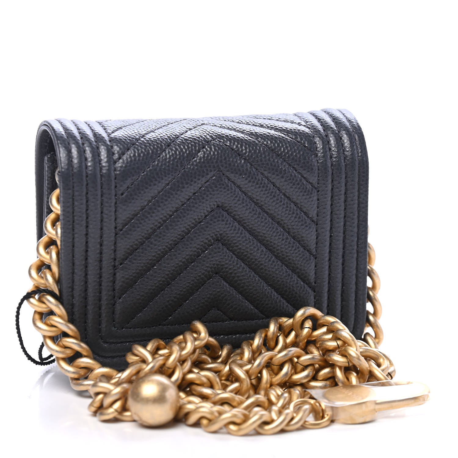Chanel Caviar Chevron Boy Flap Waist Belt Bag Dark Grey 2 of 4