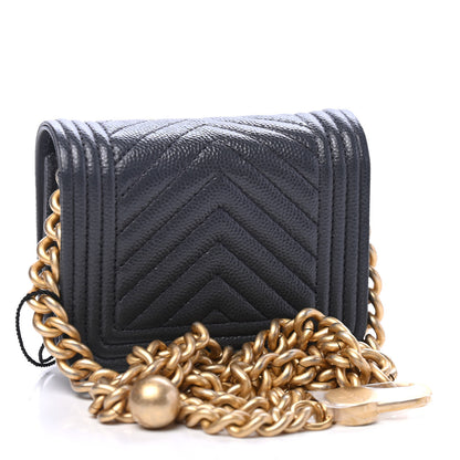 Chanel Caviar Chevron Boy Flap Waist Belt Bag Dark Grey 2 of 4