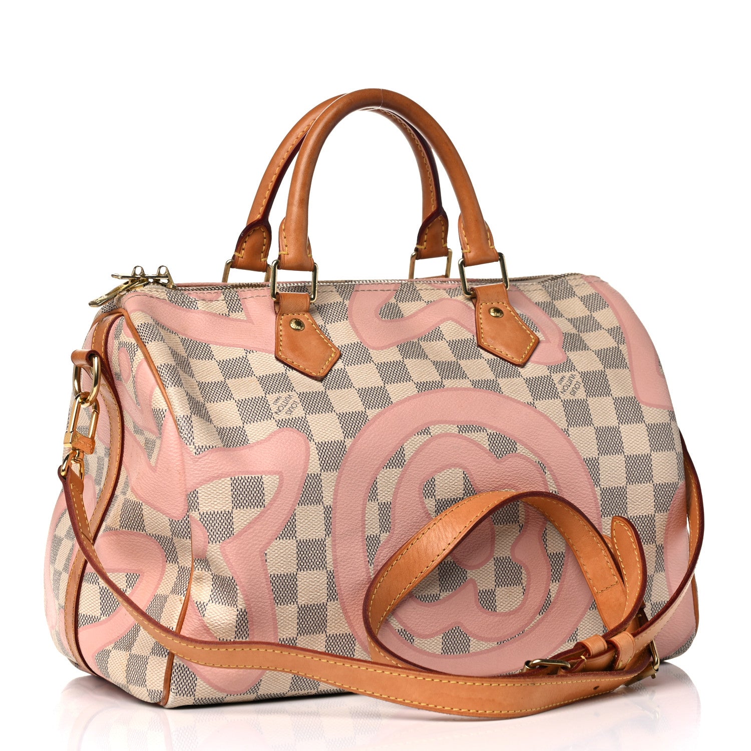 Louis Vuitton Damier Azur Tahitienne Speedy Bandouliere 30 Rose Ballerine 3 of 27