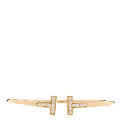 Tiffany 18K Yellow Gold Diamond T Wire Bracelet 1 of 4