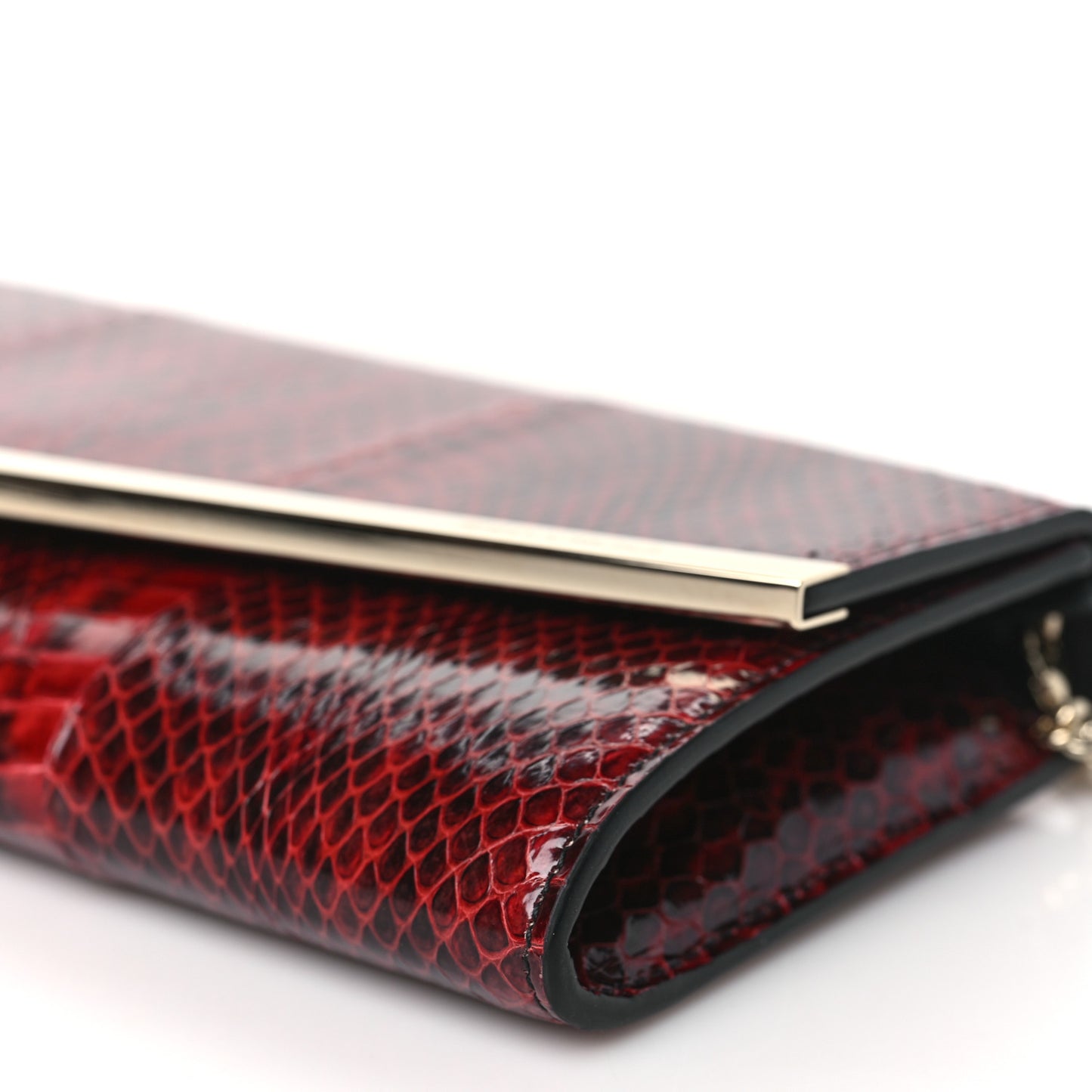 Snakeskin Embossed Wallet on Chain Red