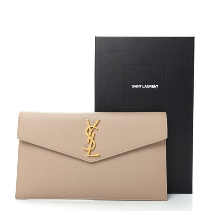 Saint Laurent Grain De Poudre Uptown Pouch Dark Beige 7 of 7
