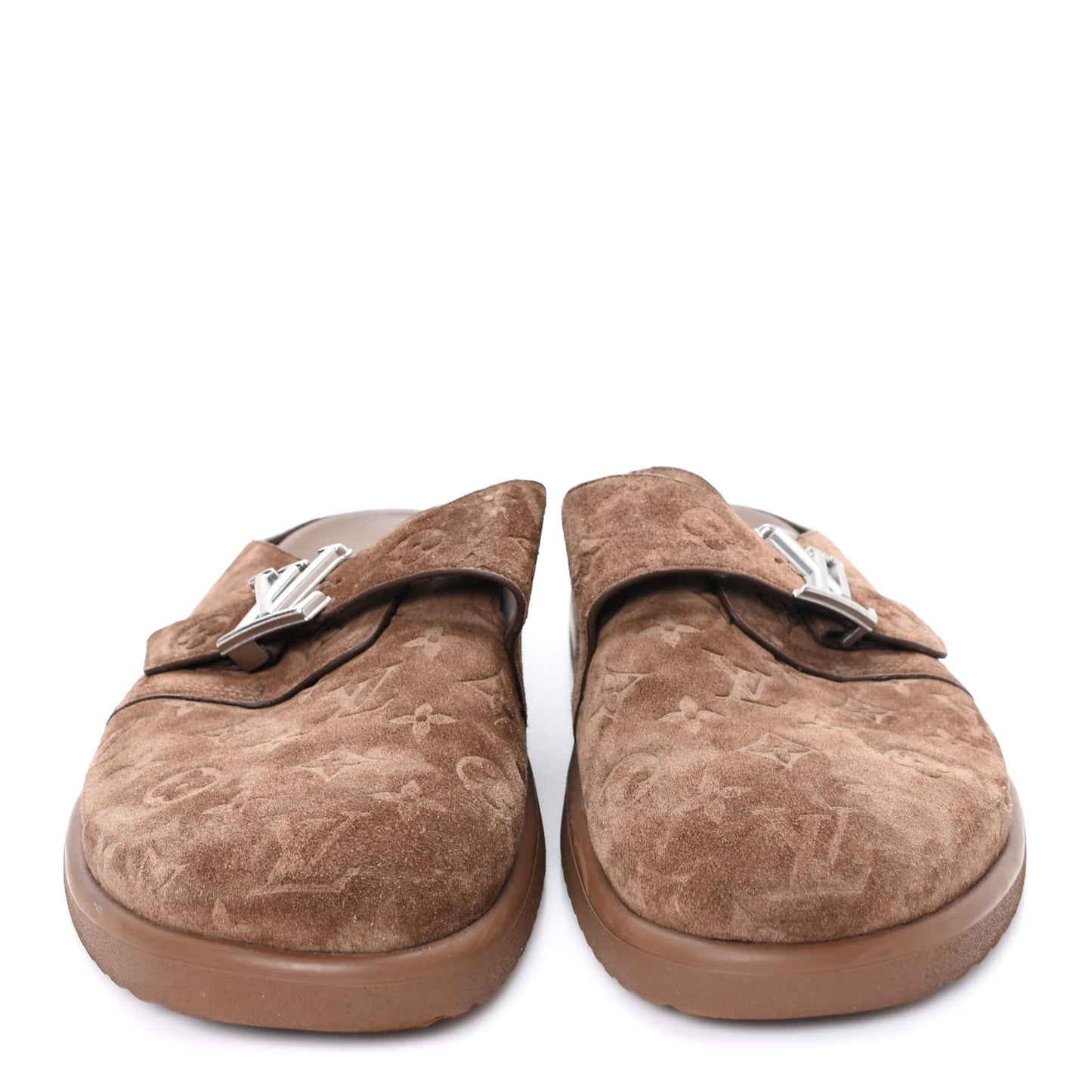 Monogram Embossed Suede LV Easy Mule 12 Marron