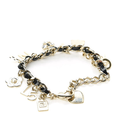 Chanel Lambskin Crystal CC Logo Charming Bracelet Gold Black 3 of 4