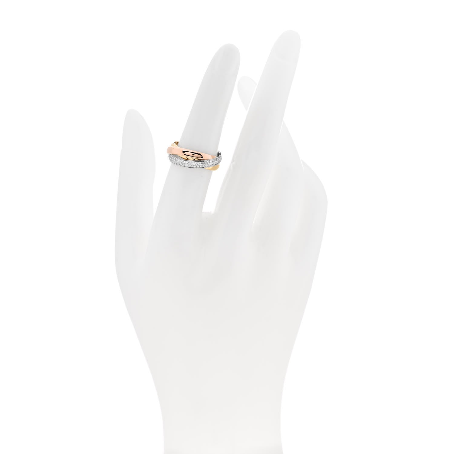 Cartier 18K White Yellow Pink Gold Diamond Small Trinity Paved Ring 51 5.75 2 of 6