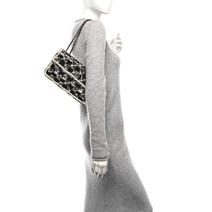Chanel Tweed Patent Quilted Rectangular Flap Black White 2 of 10