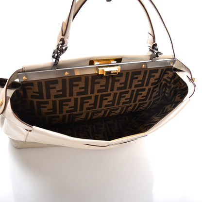 Fendi Goatskin Zucca Large Peekaboo Iconic Satchel Latte Tobacco Moro 8 of 24