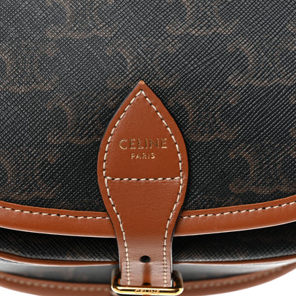 Celine Triomphe Canvas Medium Folco Bag Tan 6 of 10