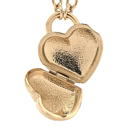 Chanel Metal CC Heart Locket Necklace Gold 6 of 7