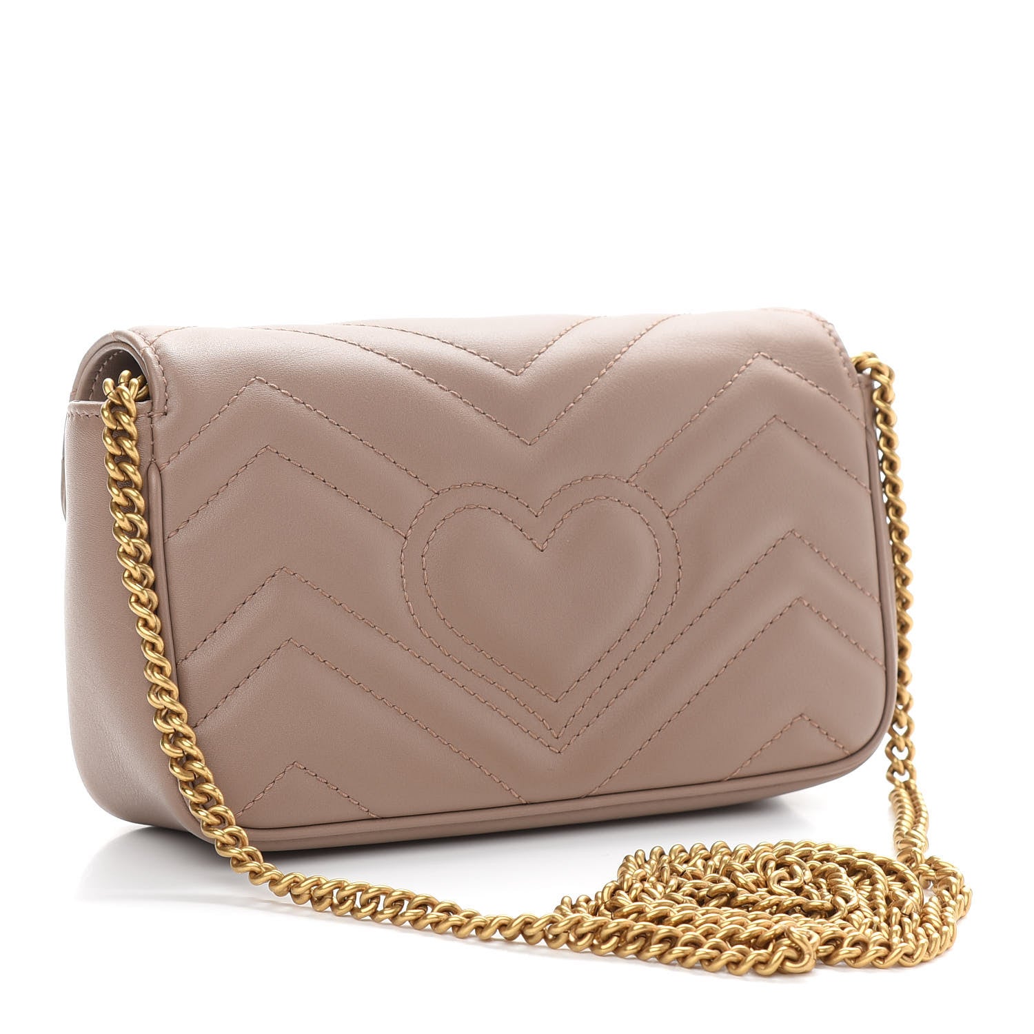 Gucci Calfskin Matelasse Super Mini GG Marmont Shoulder Bag Porcelain Rose 3 of 9